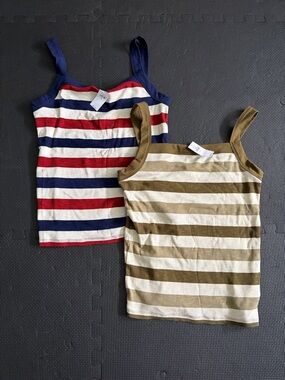 Striped Girls' Tank Top - Navy/Red and Olive/Cream
